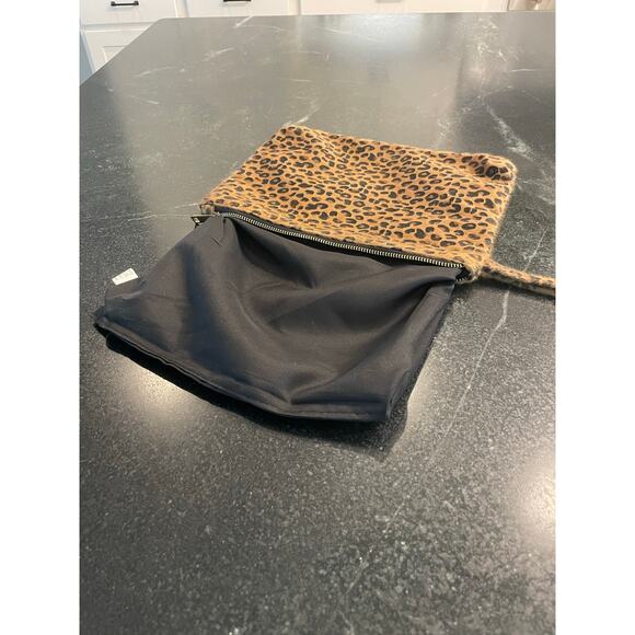 Cheetah Felted clutch, wristlet or cosmetic bag 11" X 9" - Picture 3 of 7